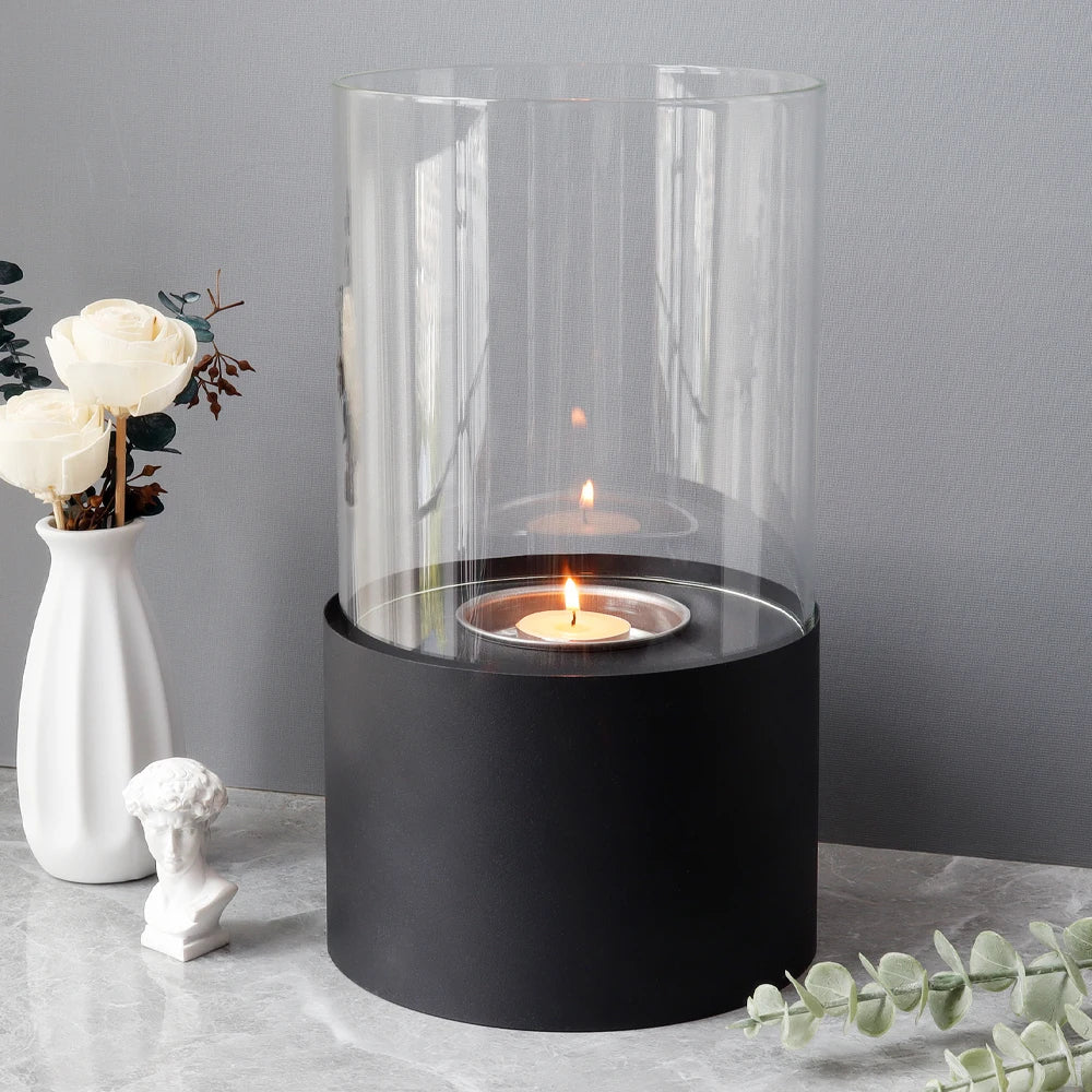Simple Round Fireplace - Black (M)