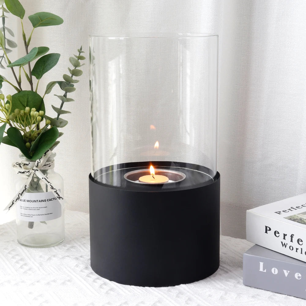 Simple Round Fireplace - Black (M)