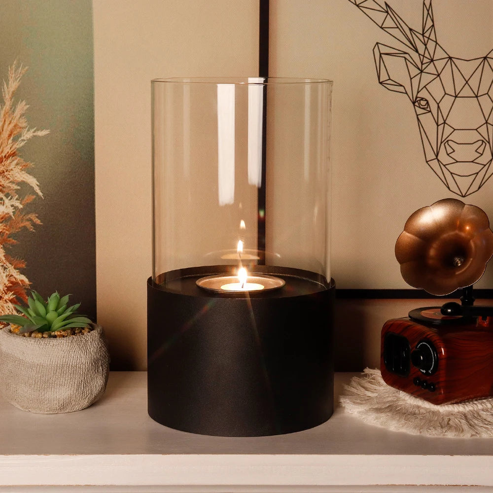 Simple Round Fireplace - Black (M)