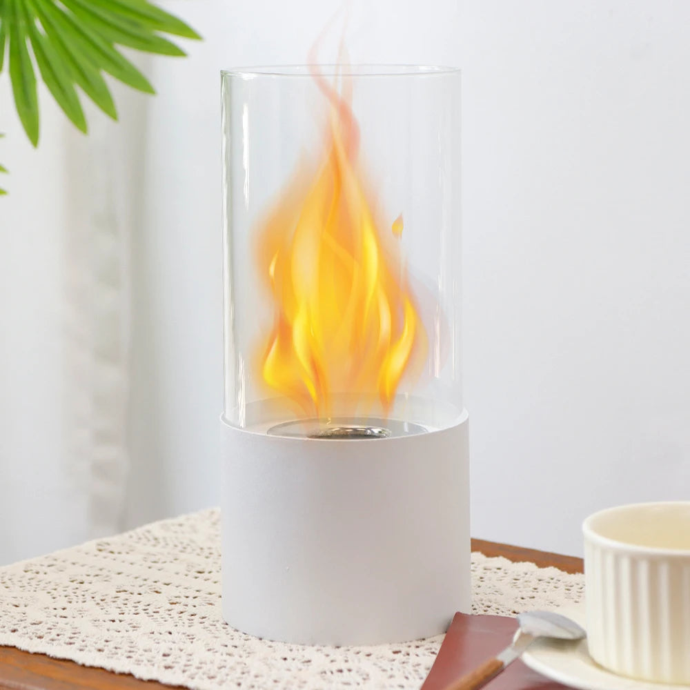 Simple Round Fireplace - White (S)