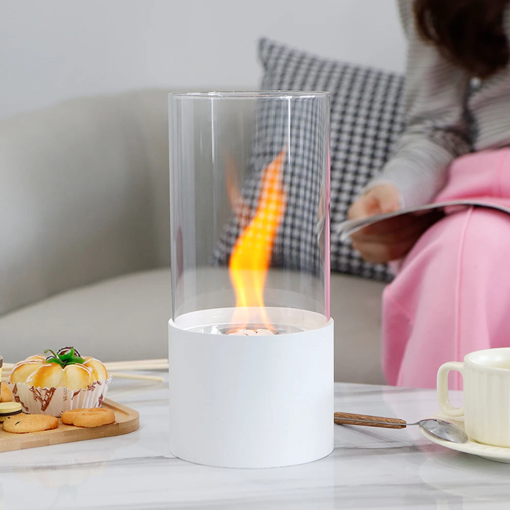 Simple Round Fireplace - White (S)