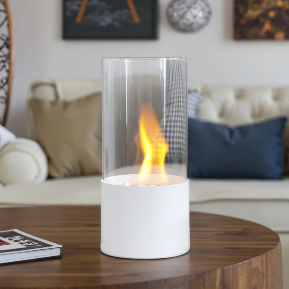 Simple Round Fireplace - White (S)
