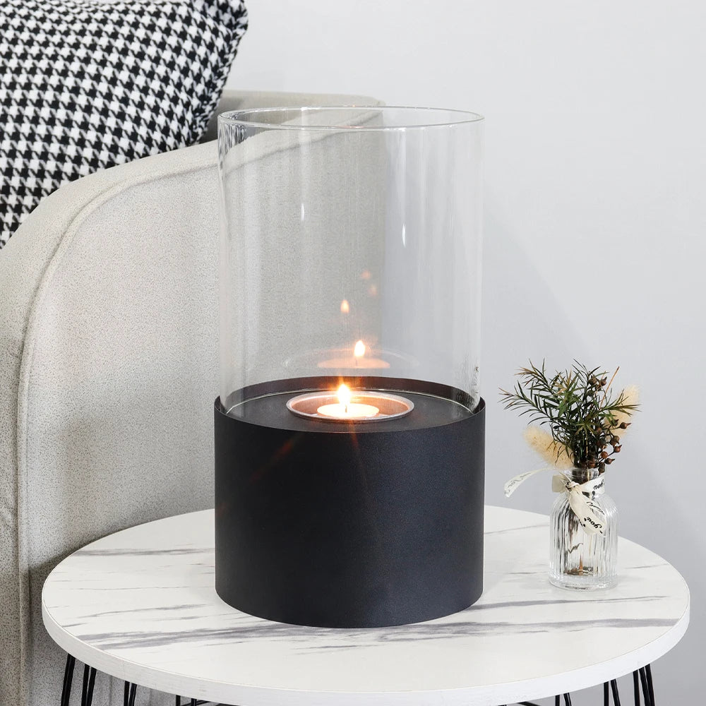 Simple Round Fireplace - Black (M)