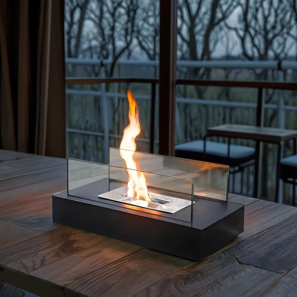 Two Side Tempered Glass Fireplace