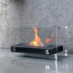 Elegant Glass-Framed Fireplace