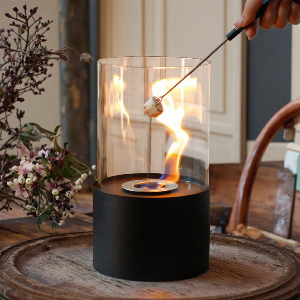 Simple Round Fireplace - Black (M)