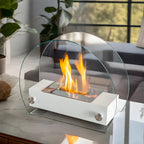 Elegant Glass-Framed Fireplace