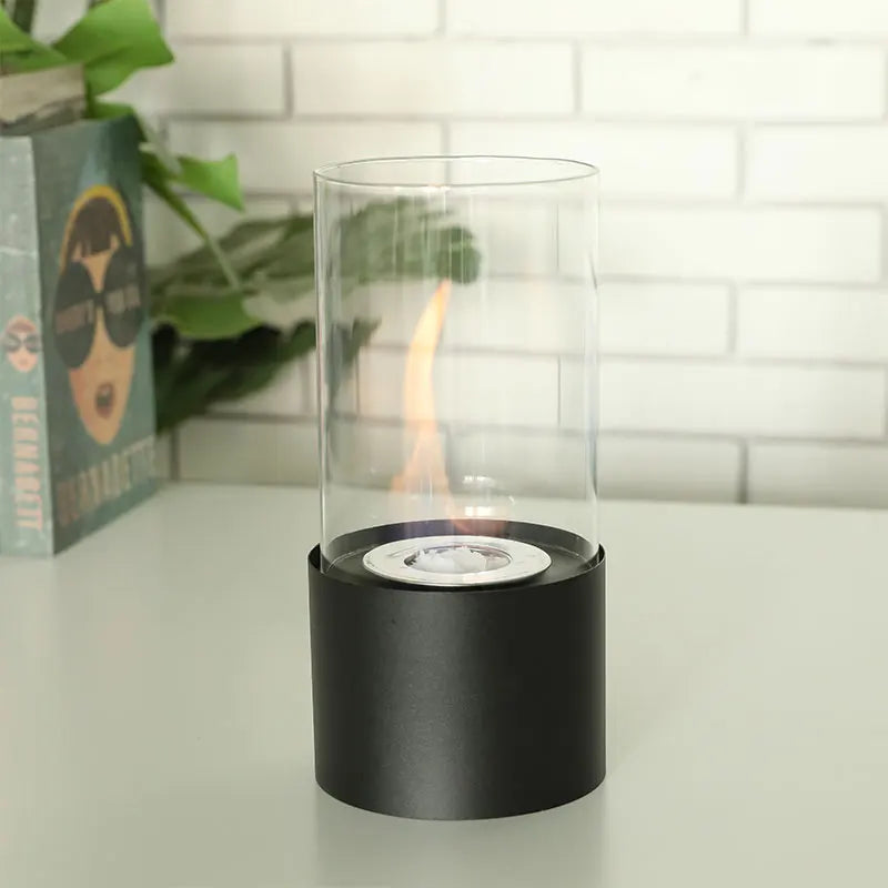 Simple Round Fireplace - Black (S)