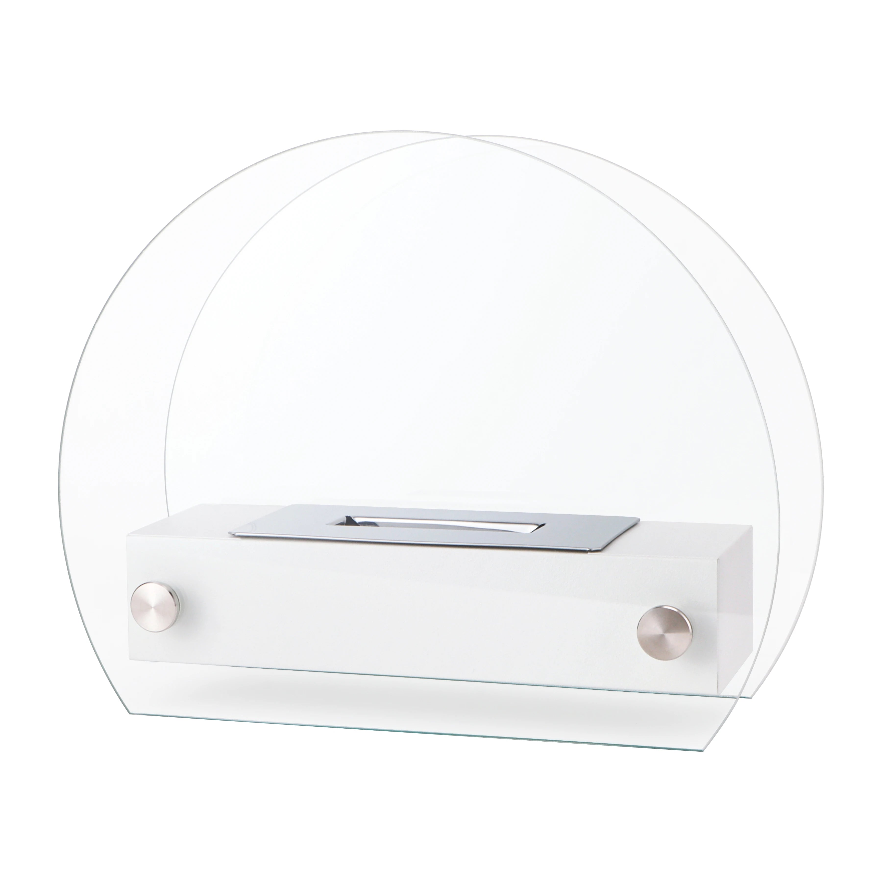 Elegant Glass-Framed Fireplace