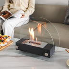 Elegant Glass-Framed Fireplace