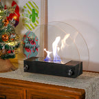 Elegant Glass-Framed Fireplace