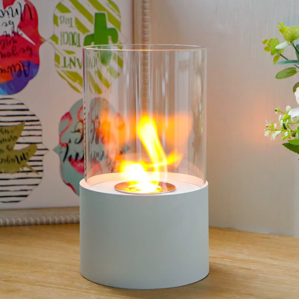 Simple Round Fireplace - White (M)