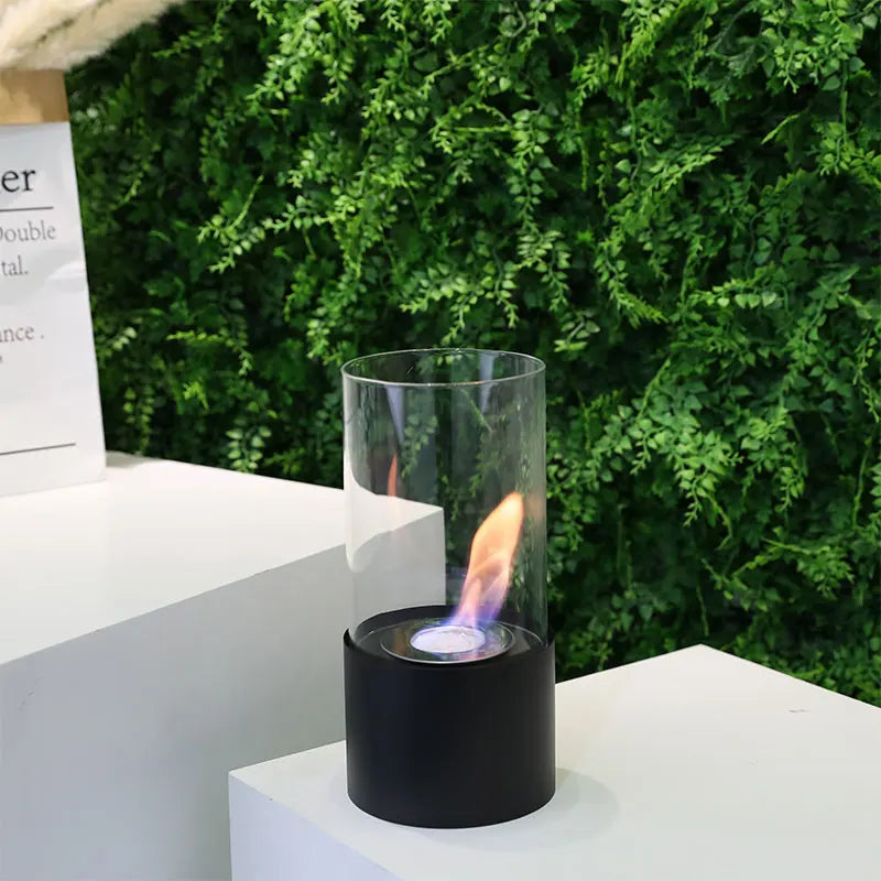 Simple Round Fireplace - Black (S)