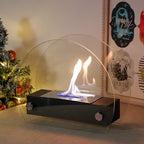 Elegant Glass-Framed Fireplace