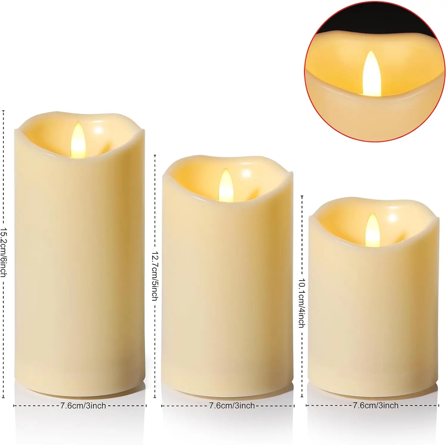 Realistic LED Candles - Set of 3