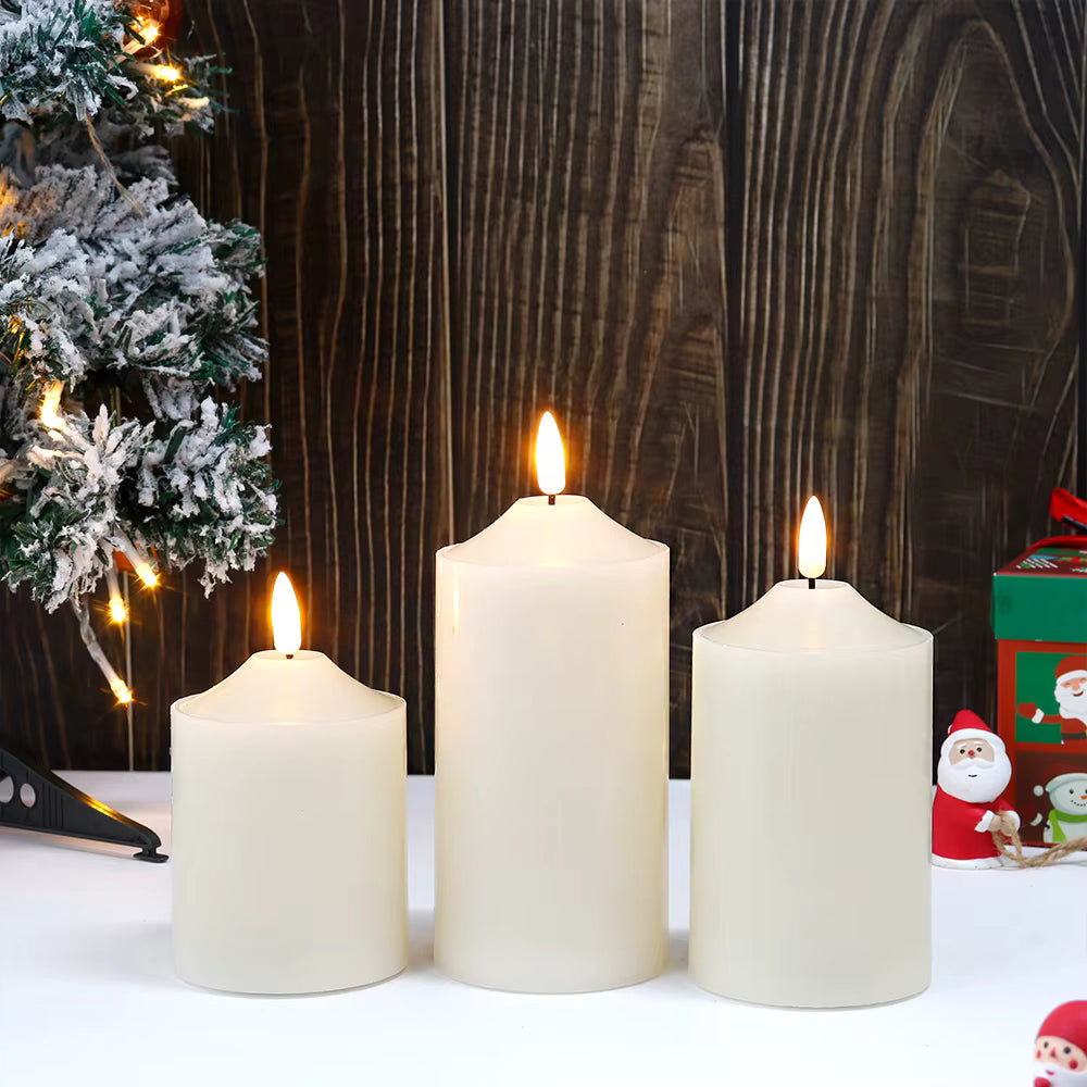 Realistic Flame Candles - Set of 3