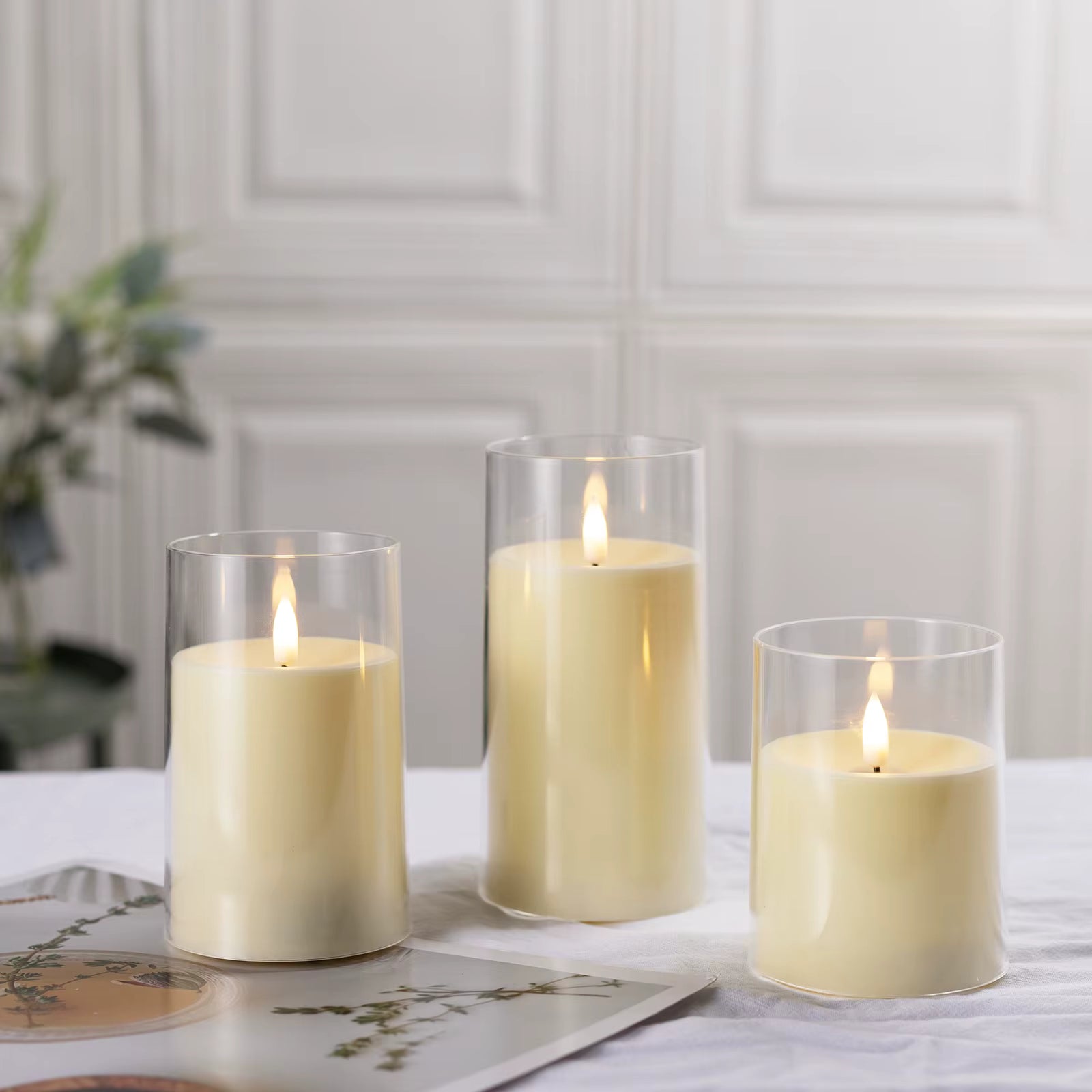 Realistic Glass Candles - Set of 3